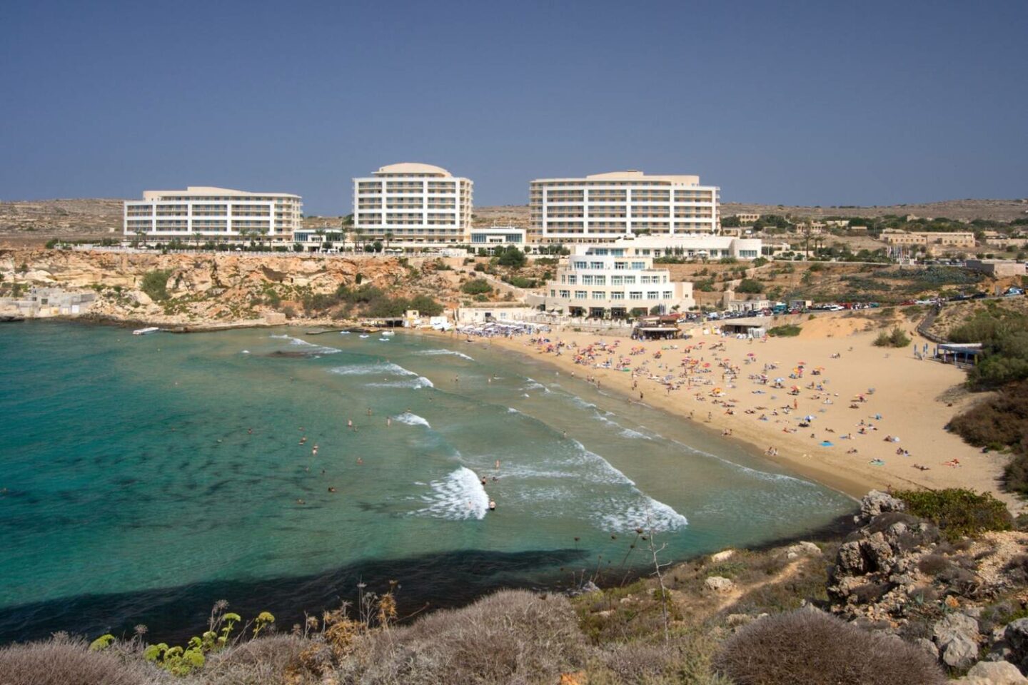 Visiting Golden Bay Beach in Malta